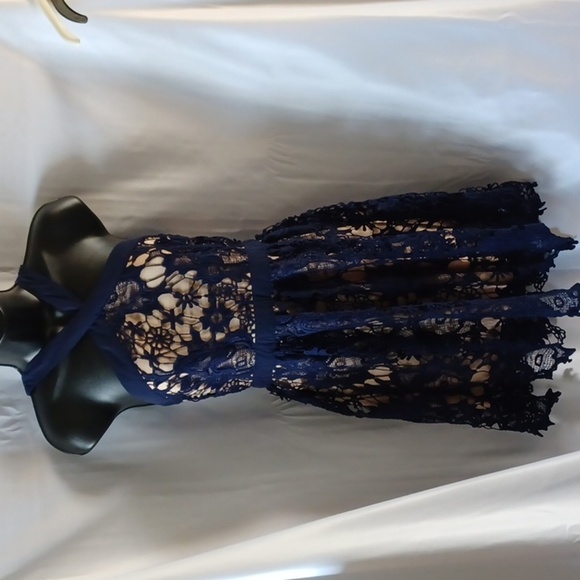 FRANCESCA'S Navy Blue Lace Dress S - Picture 1 of 9